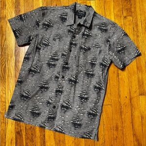 Filson Chambray Beige and Black Patterned Short Sleeve Button-Down Shirt